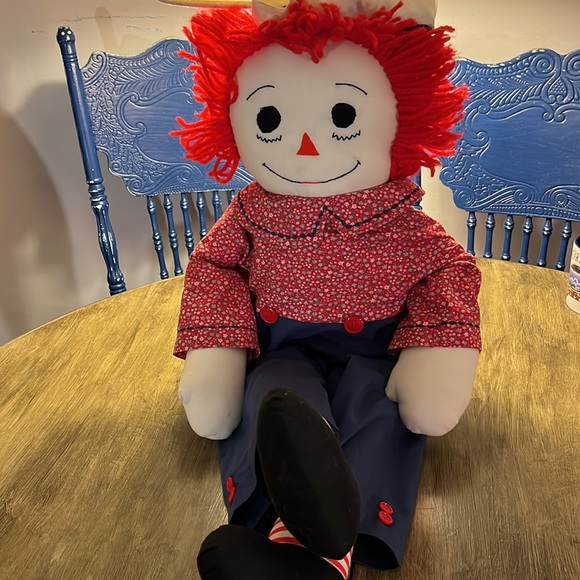 Vintage Raggedy Ann Andy Doll Large Approx. 3 Feet Tall Rare I Love You Heart - Picture 4 of 16